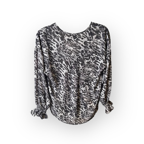 new Allsaints ✽ Penny Ambient Chiffon Surplice Top ✽ Pale Grey Leopard Print ✽ S - Picture 5 of 16